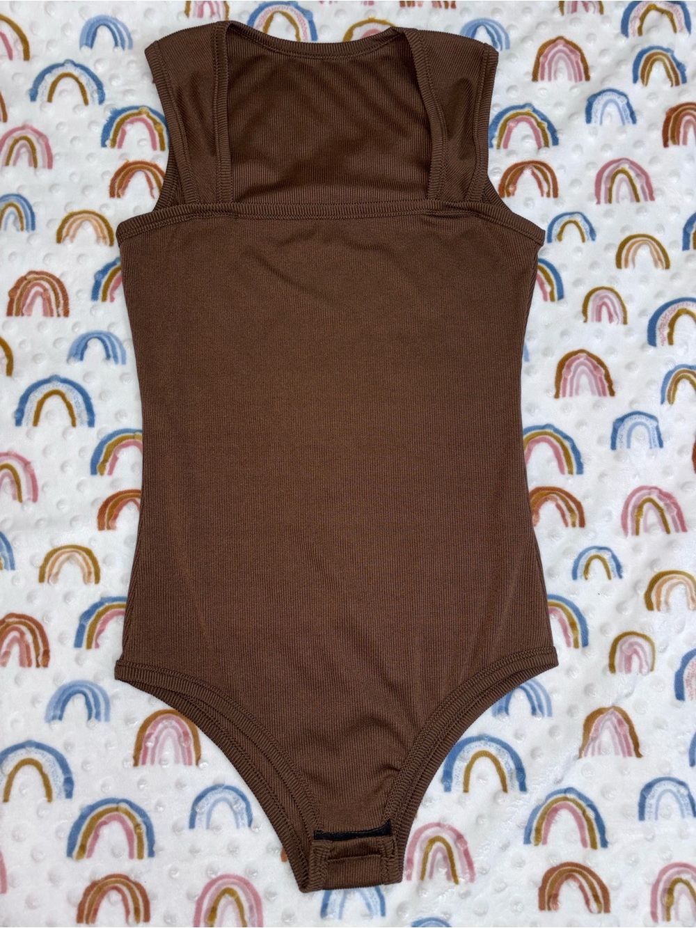 Women's Brown Ribbed Sleeveless Bodysuit